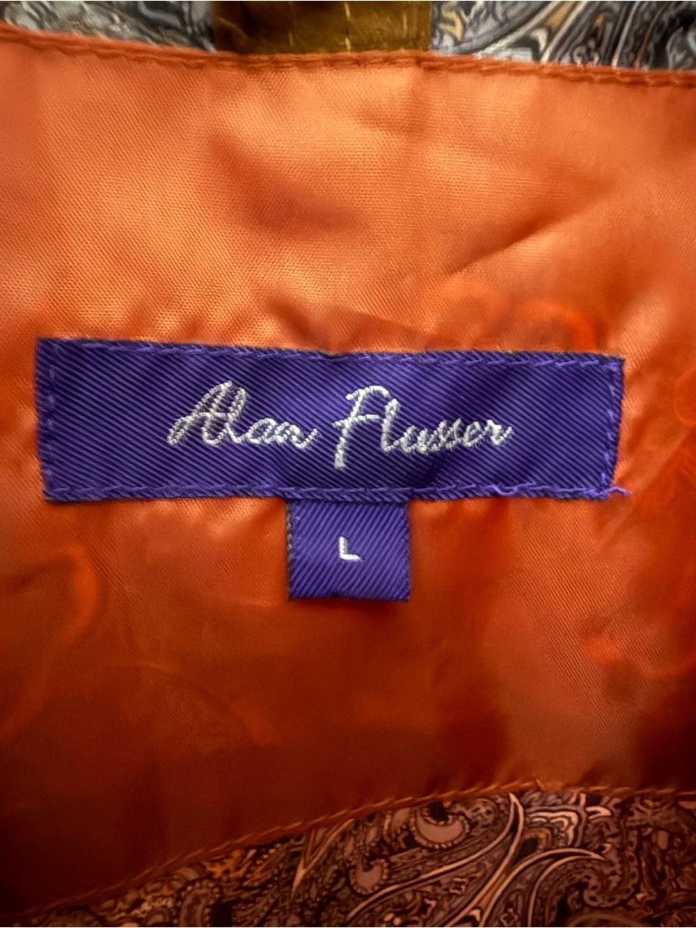 Alan Flusser Rust Quilted Puffer L Vest Paisley Lined Outdoor Heritage Americana - Picture 5 of 7